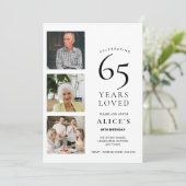 65歳の誕生日招待状 写真入り 65年間愛されて 招待状 (スタンド正面)
