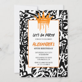 65歳の誕生日招待状 男性 パーティ グラフィティ ペイント 招待状
