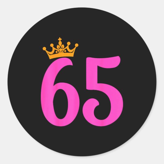 65歳の誕生日王冠 65歳の誕生日パーティー ラウンドシール (正面)