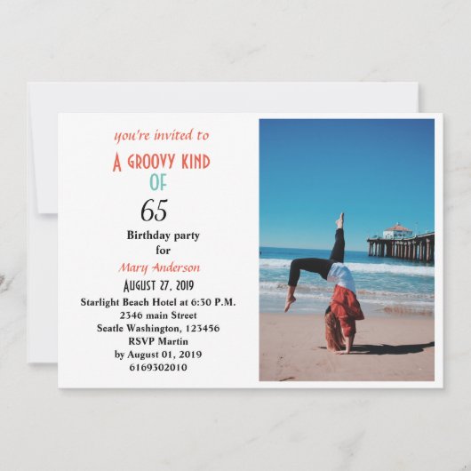 65歳の誕生日65歳の誕生日インビタットの一風変わった種類 招待状 (正面)