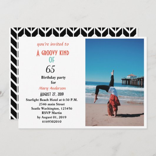 65歳の誕生日65歳の誕生日インビタットの一風変わった種類 招待状 (正面/裏面)