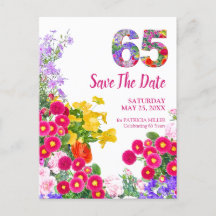 65歳の誕生日 お花のモダンなSave The Date