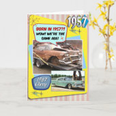 65歳の誕生日! なんてこった、 この1957年のシボレーと同じ年だ! カード (黄色い花)