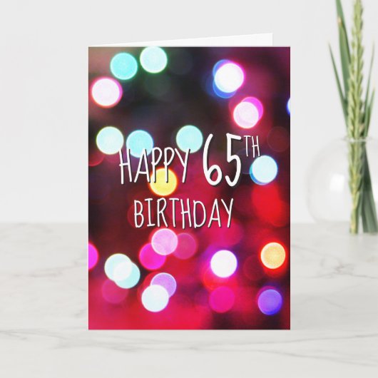 65歳の誕生日 ネオンパーティライト カード (正面)
