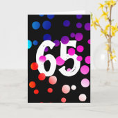 65歳の誕生日 黒地に虹色のドット カード (黄色い花)