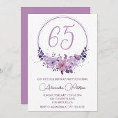 65歳エレガントの誕生日招待状フローラ紫 招待状 (正面/裏面)