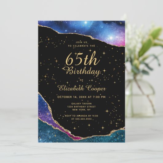 65歳エレガント誕生日パーティー 招待状 (スタンド正面)