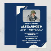 65歳シンプル招待状メンフォトブルー 招待状 (正面/裏面)