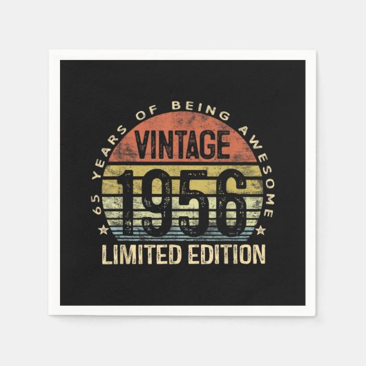 65歳ヴィンテージ1956年限定版誕生日 スタンダードカクテルナプキン (正面)