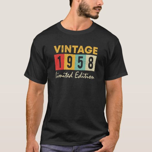 65歳ヴィンテージ1958 65誕生日 Tシャツ (正面)