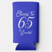 65歳王室の65歳の誕生日パーティーに青い応援 スリム缶クーラー (裏面)