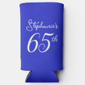 65歳王室の65歳の誕生日パーティーに青い応援 スリム缶クーラー (正面)