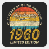 65歳1960レトロ65素晴らし番目の誕生日ギフト スクエアシール (正面)