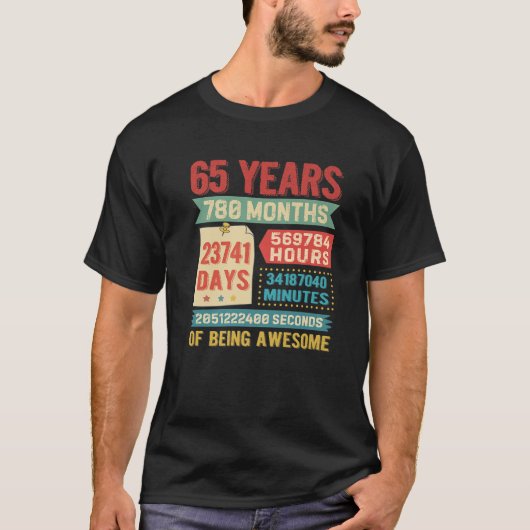 65歳65歳の誕生日装飾Bda Tシャツ (正面)