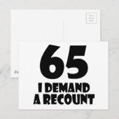 65歳 開票やり直せ 誕生日 デザイン ポストカード (正面/裏面)