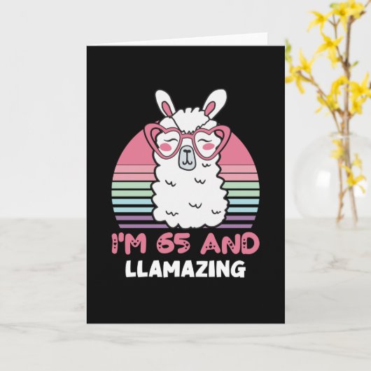 65歳Bday Llamazing 65th誕生日Llama カード (黄色い花)