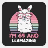 65歳Bday Llamazing 65th誕生日Llama スクエアシール (正面)
