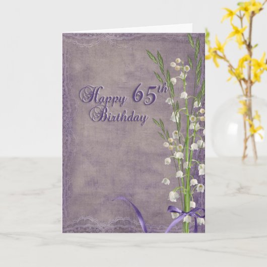 65番目の誕生日とユリの谷 カード (黄色い花)