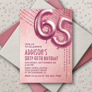 65番目の誕生日ウーメンバラ金ゴールド 招待状