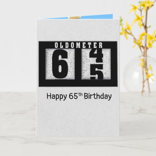 65番目の誕生日カード用の黒い走行距離 カード (黄色い花)