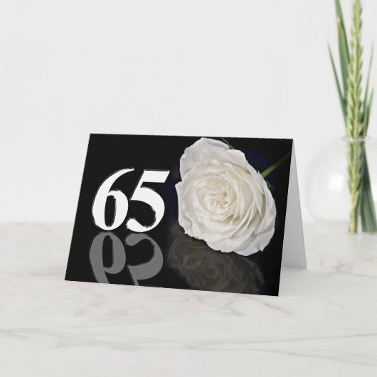 65番目の誕生日カード(クラシック白いバラ) カード (正面)