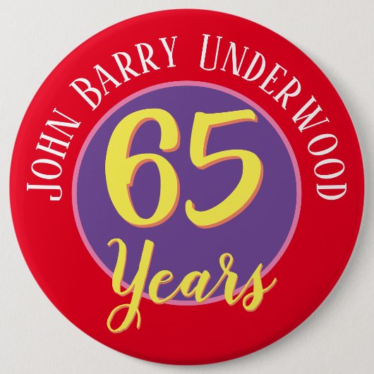65番目の誕生日バッジをパーソナライズする。 缶バッジ (正面)