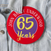 65番目の誕生日バッジをパーソナライズする。 缶バッジ (インサイチュ)