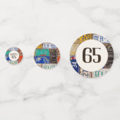 65番目の誕生日レトロライセンスプレート コンフェッティ (正面)