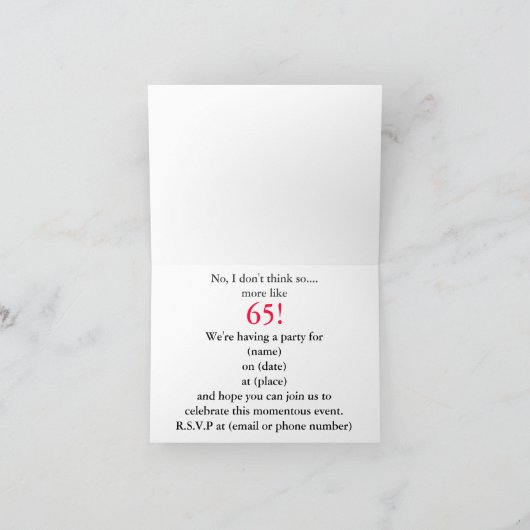 65番目の誕生日招待状 招待状 (内部)