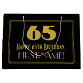 65番目の誕生日:インスパイアアールデコの「65」の外観と名前 ラージペーパーバッグ (正面)