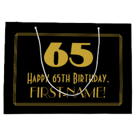 65番目の誕生日:インスパイアアールデコの「65」の外観と名前 ラージペーパーバッグ