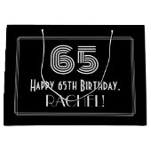 65番目の誕生日:インスパイアアールデコの「65」の外観と名前 ラージペーパーバッグ (正面)