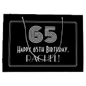 65番目の誕生日:インスパイアアールデコの「65」の外観と名前 ラージペーパーバッグ (裏面)