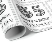 65番目の誕生日:インスパイアアールデコスタイル「65」 +名前 ラッピングペーパー (ロールコーナー)
