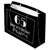 65番目の誕生日:インスパイアアールデコスタイル「65」、名前 ラージペーパーバッグ (裏面アングル)