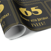 65番目の誕生日-インスパイアアールデコルック"65" & Name ラッピングペーパー (ロールコーナー)