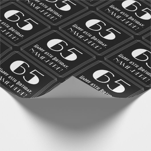 65番目の誕生日-インスパイアアールデコ検索"65",名前 ラッピングペーパー (角)