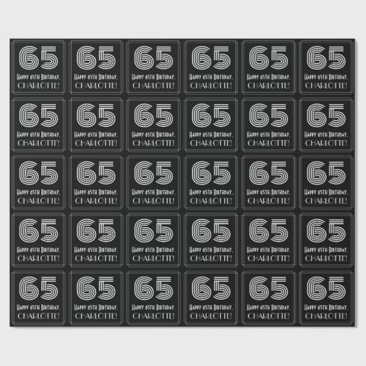 65番目の誕生日:インスパイアアールデコ「65」を見る/名前 ラッピングペーパー (フラット)