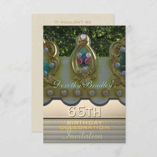 65番目の誕生祝い回転木馬カスタム招待状 招待状 (正面/裏面)