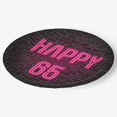 65白熱［赤熱］光を放つ誕生日ピンクのネオン ペーパープレート (アングル)