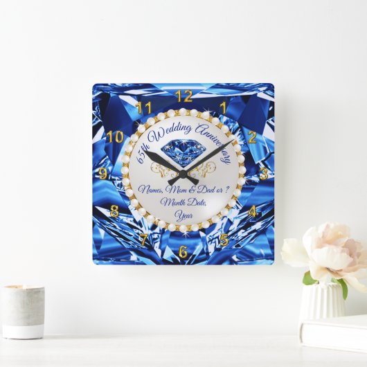 65素晴らし周年記念パーソナライズされた贈65周年記念 スクエア壁時計 (ホーム)