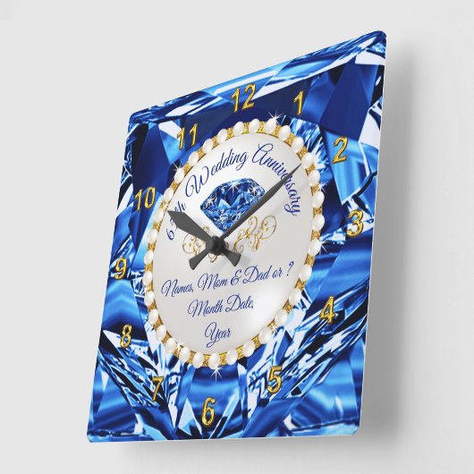 65素晴らし周年記念パーソナライズされた贈65周年記念 スクエア壁時計 (傾斜)