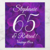 65紫退職したエレガントパーソナライズされた ワインラベル (シングルラベル)