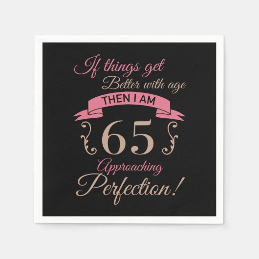 65誕生日が年齢と共に向上 スタンダードカクテルナプキン (正面)