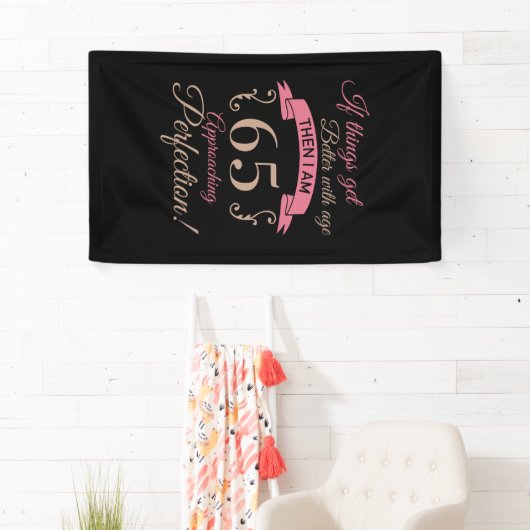 65誕生日が年齢と共に向上 横断幕 (インサイチュ)