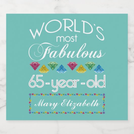 65誕生日で最も素晴らしいカラフル宝石ターコイズ ビールラベル (シングルラベル)