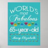 65誕生日で最も素晴らしいカラフル宝石ターコイズ ポスター (正面)
