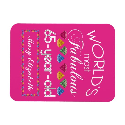 65誕生日で最も素晴らしいカラフル宝石ピンク マグネット (横)