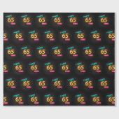 65誕生日のネオンサインオンブリック ラッピングペーパー (フラット)