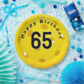 65誕生日イエローピックボール ペーパープレート (パーティー)